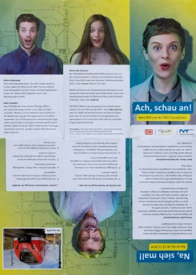 Blick in eine Broschüre der Deutschen Bahn und des Nahverkehr Rheinland mit Portraitaufnahmen – fotografiert bei nonverbal | businessfotografie in Köln.