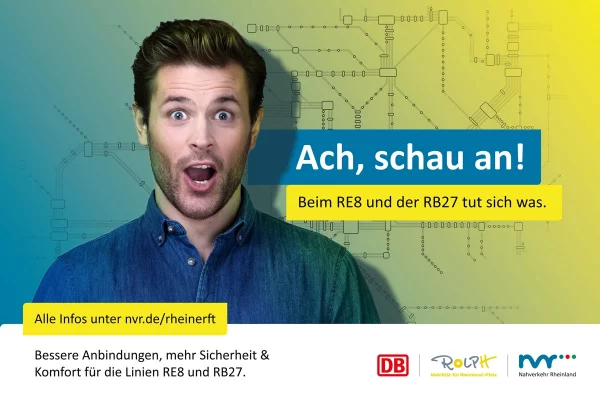 Werbemotiv mit jungem Mann – Kampagnenportrait für den Nahverkehr Rheinland, fotografiert bei nonverbal | businessfotografie in Köln.