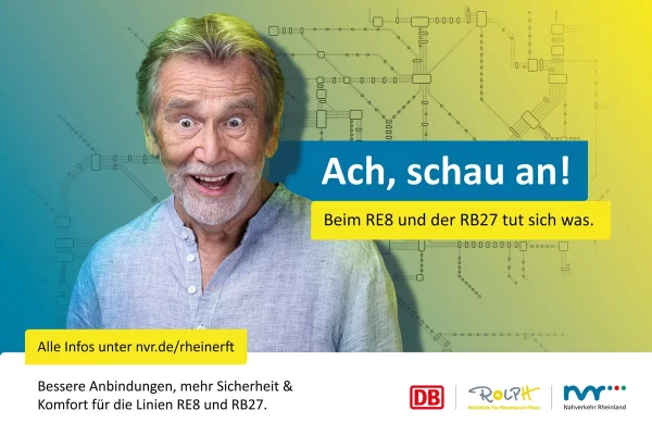 Kampagnenmotiv mit älterem Mann im Portrait – für die Broschüre des Nahverkehr Rheinland zu den Linien RE8 und RB27, fotografiert bei nonverbal | businessfotografie.